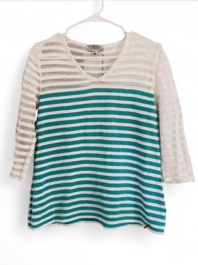 St. John Sport Marie Women’s Sweater Striped Blue White M Nautical Beach VTG